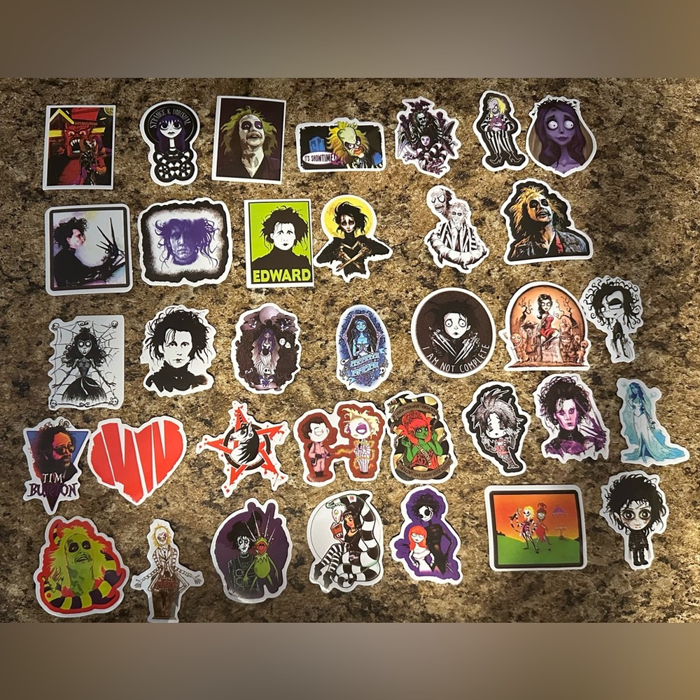 Tim Burton Sticker Set (Beetlejuice, Edward Scissorhands, Corpse Bride, etc)
